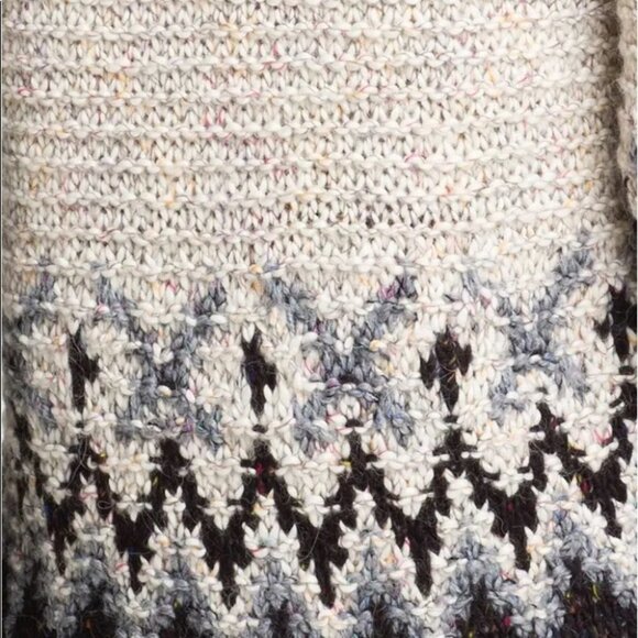Free People Fair Isle Mohair Alpaca‎ Knit Sweater Size Small Chunky Pockets Boho - Picture 8 of 8